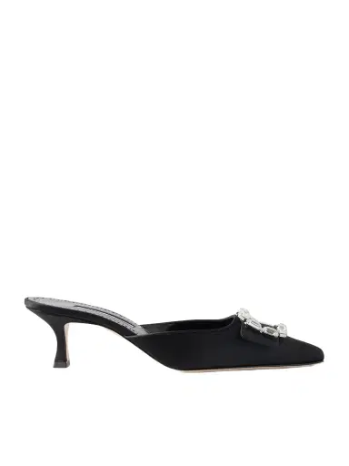 Manolo Blahnik Mayjou 50 Crystal-embellished Satin Mules | Thumbnail 1 Manolo Blahnik Mayjou 50 Crystal-embellished Satin Mules | Thumbnail 1