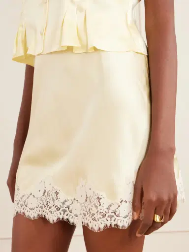 DÔEN Giulietta Lace-trimmed Silk-charmeuse Mini Skirt | Thumbnail 5 DÔEN Giulietta Lace-trimmed Silk-charmeuse Mini Skirt | Thumbnail 5