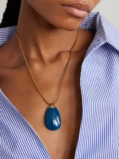 Dinosaur Designs River Rock Gold-plated, Resin And Leather Necklace | Thumbnail 2 Dinosaur Designs River Rock Gold-plated, Resin And Leather Necklace | Thumbnail 2