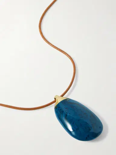 Dinosaur Designs River Rock Gold-plated, Resin And Leather Necklace | Thumbnail 4 Dinosaur Designs River Rock Gold-plated, Resin And Leather Necklace | Thumbnail 4