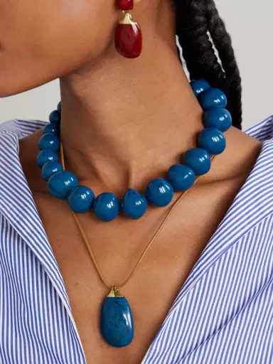 Dinosaur Designs River Rock Gold-plated, Resin And Leather Necklace | Thumbnail 5 Dinosaur Designs River Rock Gold-plated, Resin And Leather Necklace | Thumbnail 5