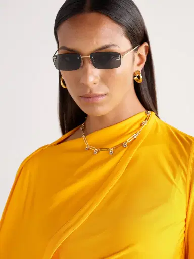 FENDI EYEWEAR Fendi First Rectangular-frame Crystal-embellished Gold-tone Sunglasses | Thumbnail 2 FENDI EYEWEAR Fendi First Rectangular-frame Crystal-embellished Gold-tone Sunglasses | Thumbnail 2