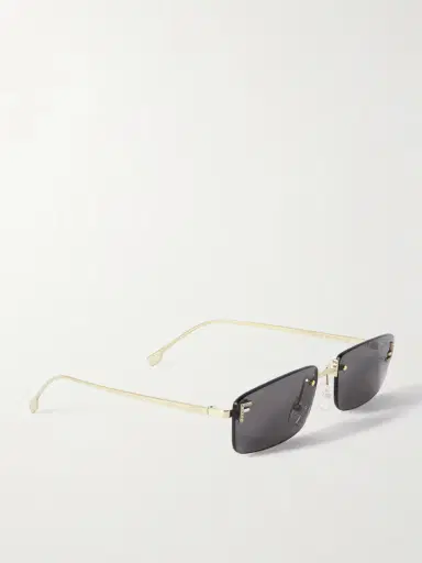 FENDI EYEWEAR Fendi First Rectangular-frame Crystal-embellished Gold-tone Sunglasses | Thumbnail 3 FENDI EYEWEAR Fendi First Rectangular-frame Crystal-embellished Gold-tone Sunglasses | Thumbnail 3