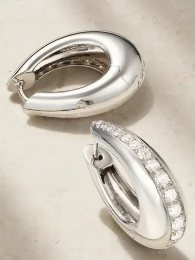 Ananya Chakra Icon 18-karat White Gold Diamond Hoop Earrings | Thumbnail 3 Ananya Chakra Icon 18-karat White Gold Diamond Hoop Earrings | Thumbnail 3