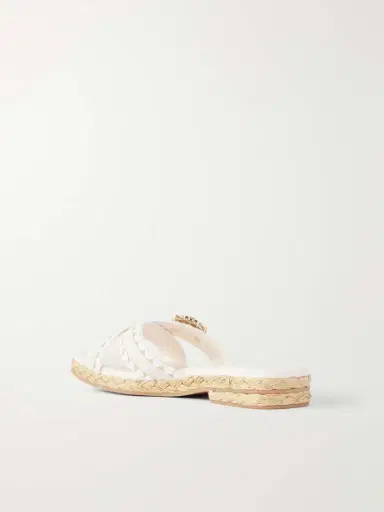 Roger Vivier Strass Crystal-embellished Leather-trimmed Raffia Slides | Thumbnail 3 Roger Vivier Strass Crystal-embellished Leather-trimmed Raffia Slides | Thumbnail 3