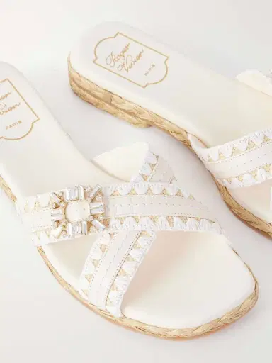 Roger Vivier Strass Crystal-embellished Leather-trimmed Raffia Slides | Thumbnail 5 Roger Vivier Strass Crystal-embellished Leather-trimmed Raffia Slides | Thumbnail 5