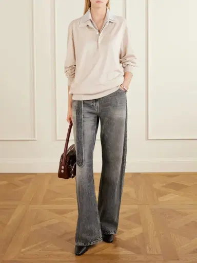 Acne Studios Layered Silk-blend Polo Sweater | Thumbnail 2 Acne Studios Layered Silk-blend Polo Sweater | Thumbnail 2