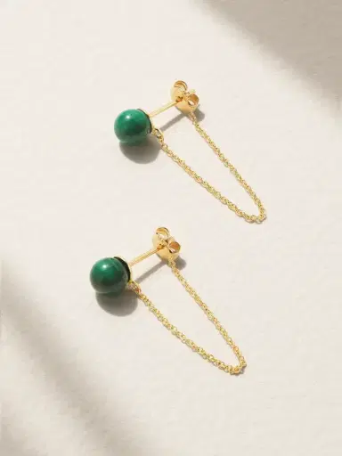 Mateo 14-karat Gold Malachite Earrings | Thumbnail 1 Mateo 14-karat Gold Malachite Earrings | Thumbnail 1