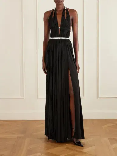 Alaïa Pleated Metallic Elaphe-trimmed Jersey Gown | Thumbnail 2 Alaïa Pleated Metallic Elaphe-trimmed Jersey Gown | Thumbnail 2