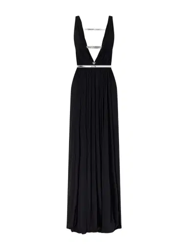 Alaïa Pleated Metallic Elaphe-trimmed Jersey Gown | Thumbnail 1 Alaïa Pleated Metallic Elaphe-trimmed Jersey Gown | Thumbnail 1