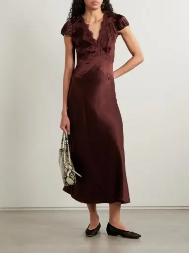 DÔEN Coraline Corded Lace-trimmed Silk-satin Maxi Dress | Thumbnail 2 DÔEN Coraline Corded Lace-trimmed Silk-satin Maxi Dress | Thumbnail 2