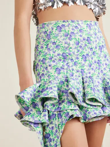 Rabanne Tie-detailed Ruffled Floral-print Stretch-jersey Mini Skirt | Thumbnail 4 Rabanne Tie-detailed Ruffled Floral-print Stretch-jersey Mini Skirt | Thumbnail 4