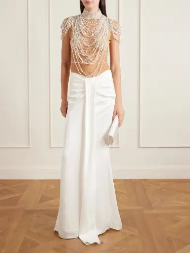 Clio Peppiatt Zsa Zsa Draped Gathered Embellished Mesh And Satin Gown | Thumbnail 2 Clio Peppiatt Zsa Zsa Draped Gathered Embellished Mesh And Satin Gown | Thumbnail 2