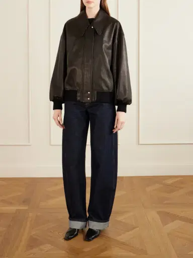 Khaite Shelman Leather Bomber Jacket | Thumbnail 2 Khaite Shelman Leather Bomber Jacket | Thumbnail 2