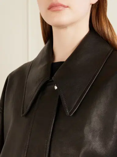 Khaite Shelman Leather Bomber Jacket | Thumbnail 4 Khaite Shelman Leather Bomber Jacket | Thumbnail 4