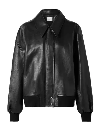 Khaite Shelman Leather Bomber Jacket | Thumbnail 1 Khaite Shelman Leather Bomber Jacket | Thumbnail 1