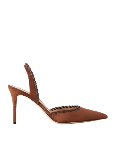 Gianvito Rossi 85 Whipstitched Suede Slingback Pumps | Thumbnail 1 Gianvito Rossi 85 Whipstitched Suede Slingback Pumps | Thumbnail 1