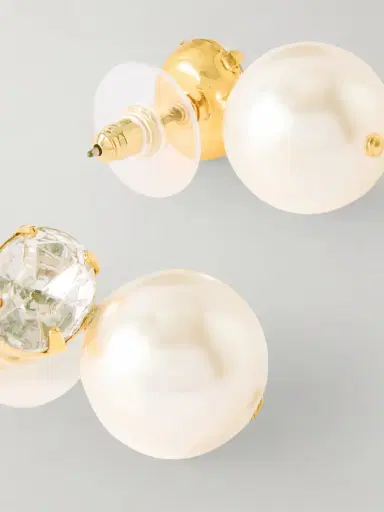 Jennifer Behr Nina Gold-tone Crystal And Pearl Earrings | Thumbnail 3 Jennifer Behr Nina Gold-tone Crystal And Pearl Earrings | Thumbnail 3