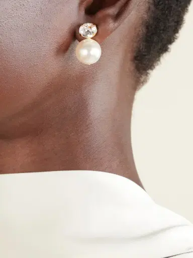 Jennifer Behr Nina Gold-tone Crystal And Pearl Earrings | Thumbnail 4 Jennifer Behr Nina Gold-tone Crystal And Pearl Earrings | Thumbnail 4