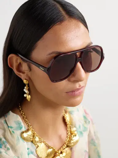 Chloé Salomé Aviator-style Acetate Sunglasses | Thumbnail 2 Chloé Salomé Aviator-style Acetate Sunglasses | Thumbnail 2