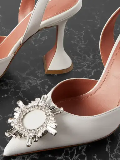 Amina Muaddi Begum Swarovski Crystal-embellished Leather Slingback Pumps | Thumbnail 5 Amina Muaddi Begum Swarovski Crystal-embellished Leather Slingback Pumps | Thumbnail 5