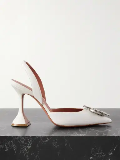 Amina Muaddi Begum Swarovski Crystal-embellished Leather Slingback Pumps | Thumbnail 1 Amina Muaddi Begum Swarovski Crystal-embellished Leather Slingback Pumps | Thumbnail 1