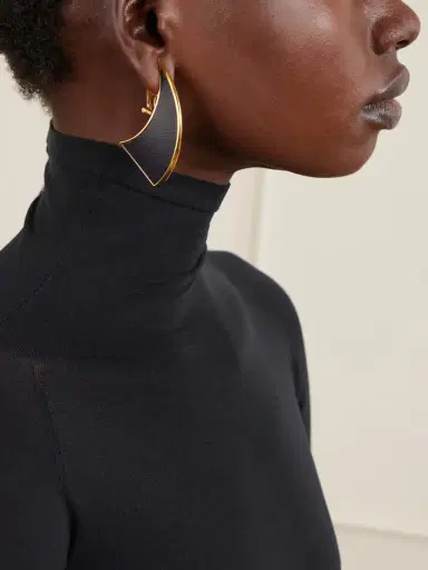 Alaïa Gold-tone Leather Earrings | Thumbnail 2 Alaïa Gold-tone Leather Earrings | Thumbnail 2