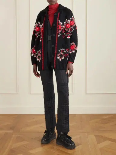 Moncler Grenoble Oversized Embroidered Wool-blend Cardigan | Thumbnail 2 Moncler Grenoble Oversized Embroidered Wool-blend Cardigan | Thumbnail 2
