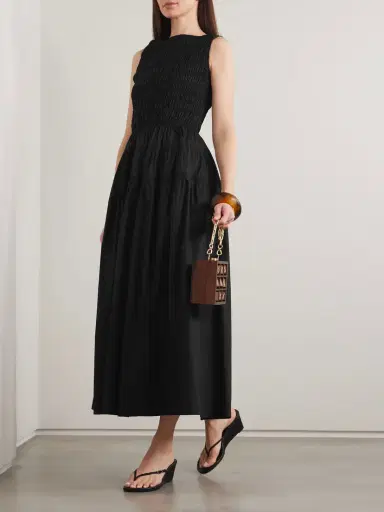 DÔEN Melie Shirred Paneled Pleated Organic Cotton-poplin Midi Dress | Thumbnail 2 DÔEN Melie Shirred Paneled Pleated Organic Cotton-poplin Midi Dress | Thumbnail 2