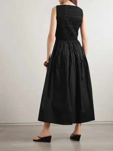 DÔEN Melie Shirred Paneled Pleated Organic Cotton-poplin Midi Dress | Thumbnail 3 DÔEN Melie Shirred Paneled Pleated Organic Cotton-poplin Midi Dress | Thumbnail 3