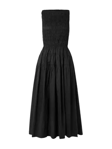 DÔEN Melie Shirred Paneled Pleated Organic Cotton-poplin Midi Dress | Thumbnail 1 DÔEN Melie Shirred Paneled Pleated Organic Cotton-poplin Midi Dress | Thumbnail 1