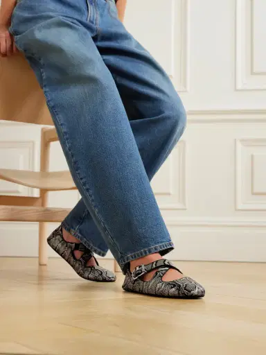 Alaïa Criss Cross Leather-trimmed Snakeskin Ballet Flats | Thumbnail 2 Alaïa Criss Cross Leather-trimmed Snakeskin Ballet Flats | Thumbnail 2