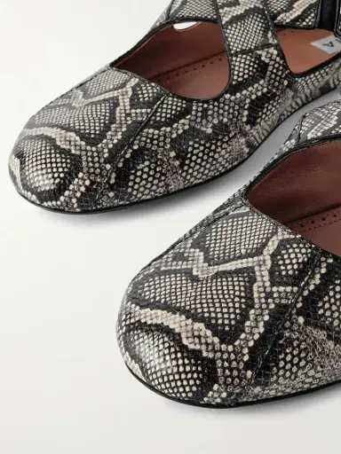 Alaïa Criss Cross Leather-trimmed Snakeskin Ballet Flats | Thumbnail 4 Alaïa Criss Cross Leather-trimmed Snakeskin Ballet Flats | Thumbnail 4