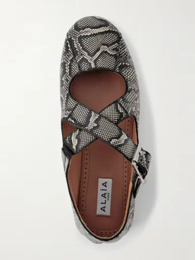 Alaïa Criss Cross Leather-trimmed Snakeskin Ballet Flats | Thumbnail 5 Alaïa Criss Cross Leather-trimmed Snakeskin Ballet Flats | Thumbnail 5