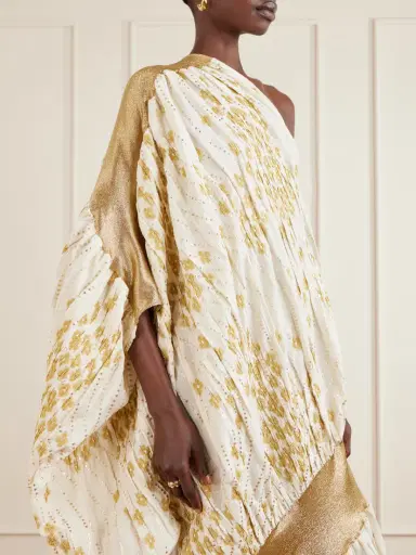 Dima Ayad One-shoulder Draped Metallic Fil Coupé Gown | Thumbnail 4 Dima Ayad One-shoulder Draped Metallic Fil Coupé Gown | Thumbnail 4