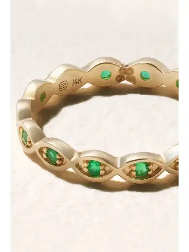 Sydney Evan Marquis Eternity 14-karat Gold Emerald Ring | Thumbnail 3 Sydney Evan Marquis Eternity 14-karat Gold Emerald Ring | Thumbnail 3