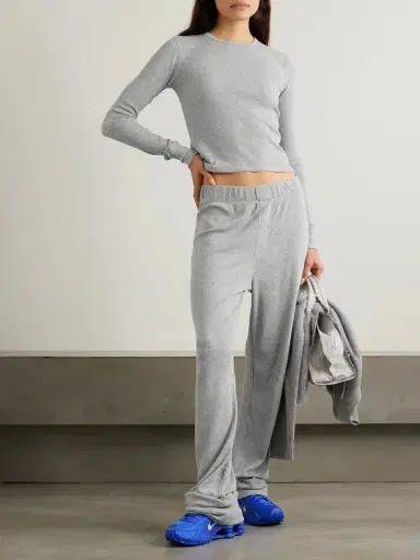 ÉTERNE Waffle-knit Stretch Cotton And Modal-blend T-shirt | Thumbnail 2 ÉTERNE Waffle-knit Stretch Cotton And Modal-blend T-shirt | Thumbnail 2
