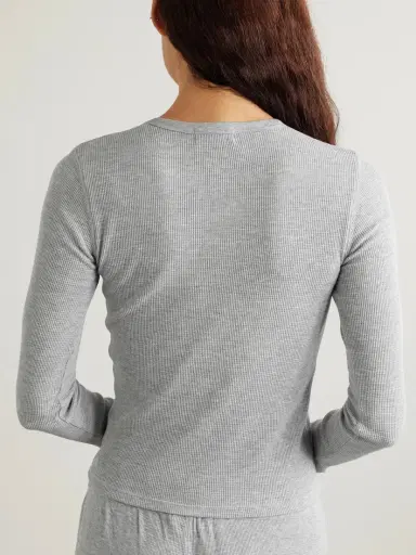 ÉTERNE Waffle-knit Stretch Cotton And Modal-blend T-shirt | Thumbnail 3 ÉTERNE Waffle-knit Stretch Cotton And Modal-blend T-shirt | Thumbnail 3