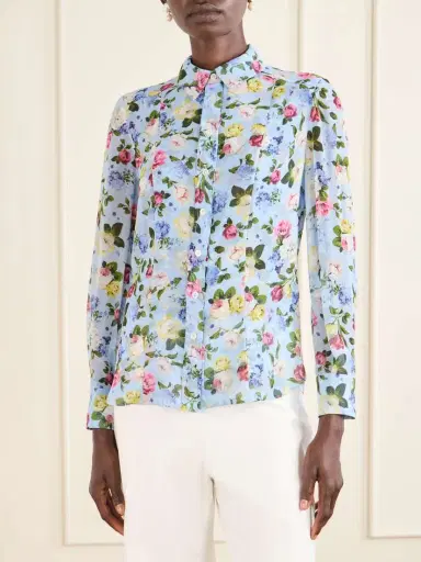 Carolina Herrera Isabella Garden Floral-print Silk-chiiffon Blouse | Thumbnail 3 Carolina Herrera Isabella Garden Floral-print Silk-chiiffon Blouse | Thumbnail 3