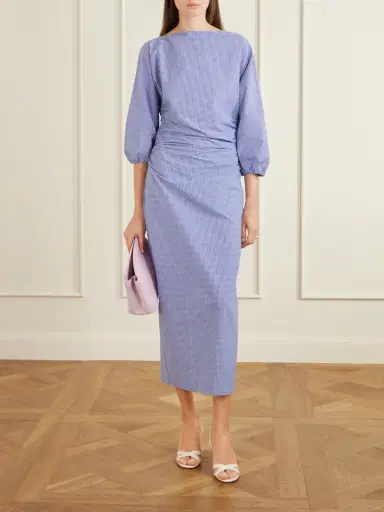 BERNADETTE Checked Cotton Midi Dress | Thumbnail 2 BERNADETTE Checked Cotton Midi Dress | Thumbnail 2