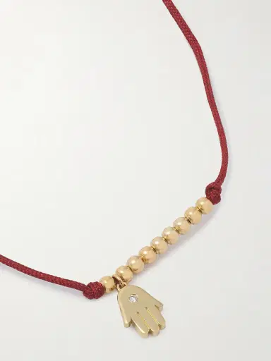 Sydney Evan Hamsa 14-karat Gold, Cord And Diamond Bracelet | Thumbnail 4 Sydney Evan Hamsa 14-karat Gold, Cord And Diamond Bracelet | Thumbnail 4