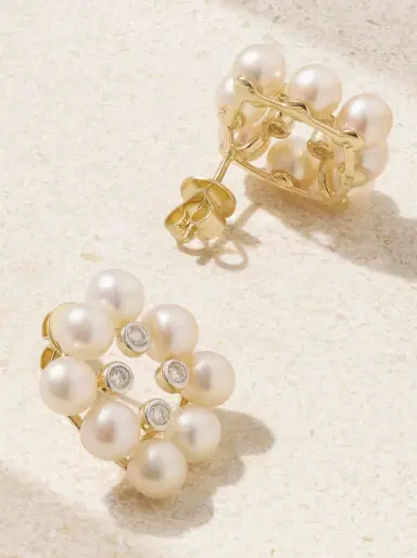 Mateo 14-karat Yellow And White Gold, Pearl And Diamond Earrings | Thumbnail 3 Mateo 14-karat Yellow And White Gold, Pearl And Diamond Earrings | Thumbnail 3