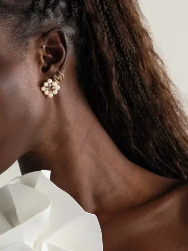 Mateo 14-karat Yellow And White Gold, Pearl And Diamond Earrings | Thumbnail 4 Mateo 14-karat Yellow And White Gold, Pearl And Diamond Earrings | Thumbnail 4