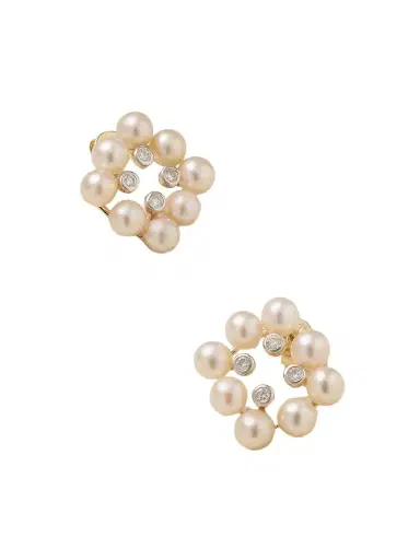 Mateo 14-karat Yellow And White Gold, Pearl And Diamond Earrings | Thumbnail 1 Mateo 14-karat Yellow And White Gold, Pearl And Diamond Earrings | Thumbnail 1