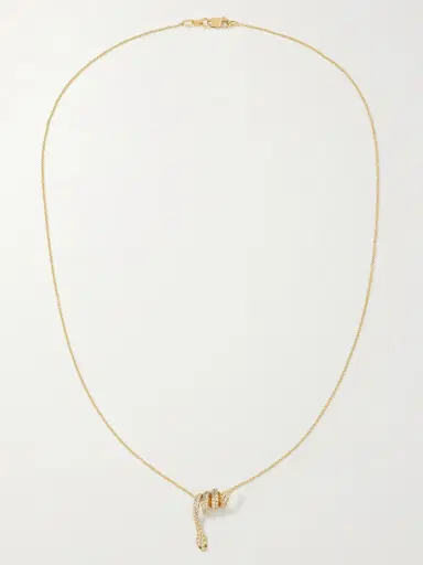 Ileana Makri Curled Snake 18-karat Gold, Diamond And Tsavorite Necklace | Thumbnail 4 Ileana Makri Curled Snake 18-karat Gold, Diamond And Tsavorite Necklace | Thumbnail 4