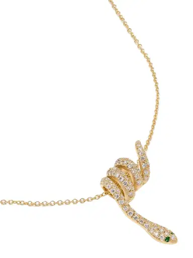 Ileana Makri Curled Snake 18-karat Gold, Diamond And Tsavorite Necklace | Thumbnail 1 Ileana Makri Curled Snake 18-karat Gold, Diamond And Tsavorite Necklace | Thumbnail 1