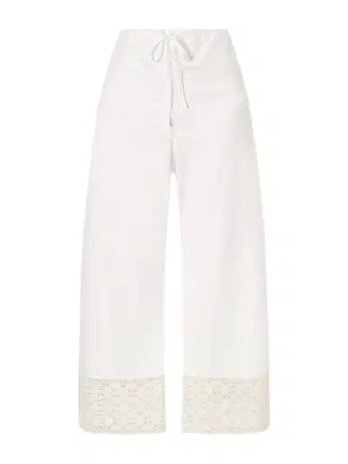 Calle Del Mar Heriloom Lace-trimmed Cotton-poplin Wide-leg Pants | Thumbnail 1 Calle Del Mar Heriloom Lace-trimmed Cotton-poplin Wide-leg Pants | Thumbnail 1
