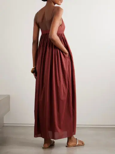 Matteau Gathered Organic Cotton And Silk-blend Maxi Dress | Thumbnail 3 Matteau Gathered Organic Cotton And Silk-blend Maxi Dress | Thumbnail 3