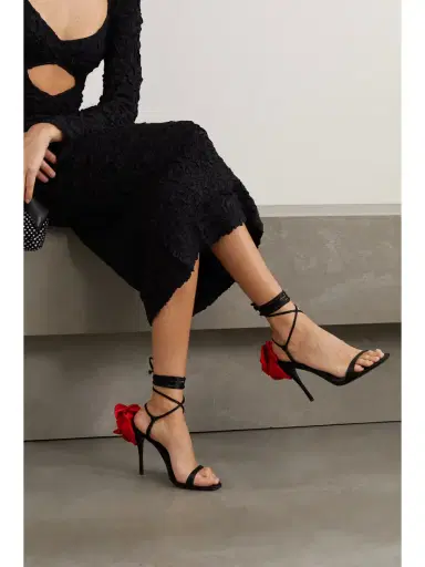 Magda Butrym Appliquéd Lace-up Satin Sandals | Thumbnail 2 Magda Butrym Appliquéd Lace-up Satin Sandals | Thumbnail 2