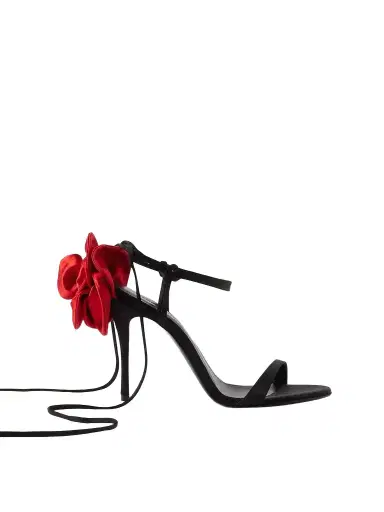Magda Butrym Appliquéd Lace-up Satin Sandals | Thumbnail 1 Magda Butrym Appliquéd Lace-up Satin Sandals | Thumbnail 1